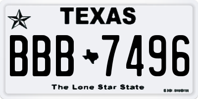 TX license plate BBB7496