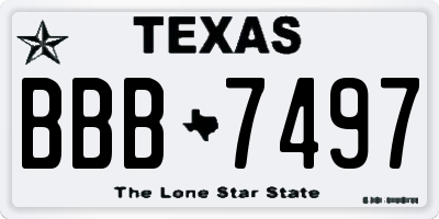 TX license plate BBB7497