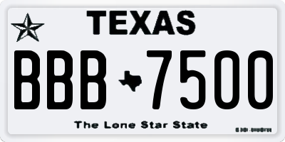 TX license plate BBB7500