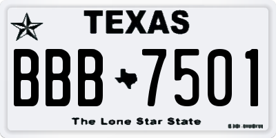 TX license plate BBB7501