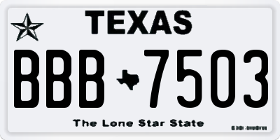 TX license plate BBB7503