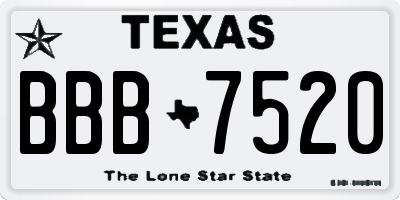 TX license plate BBB7520