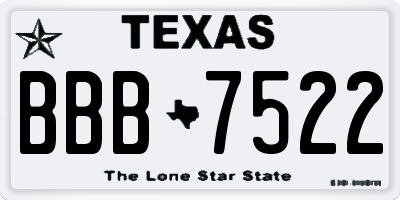 TX license plate BBB7522