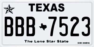 TX license plate BBB7523