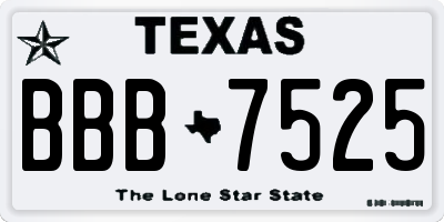 TX license plate BBB7525