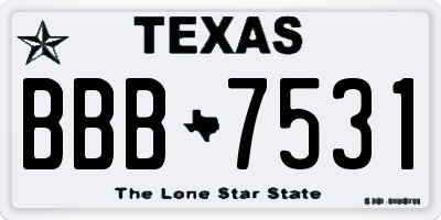 TX license plate BBB7531