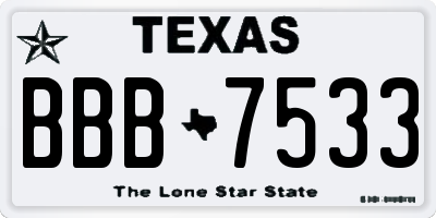 TX license plate BBB7533