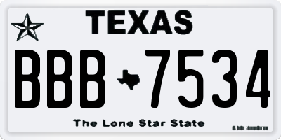 TX license plate BBB7534