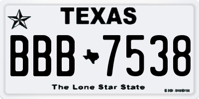 TX license plate BBB7538