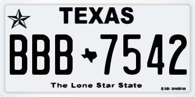 TX license plate BBB7542