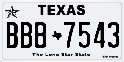 TX license plate BBB7543