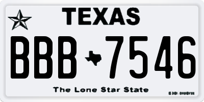 TX license plate BBB7546