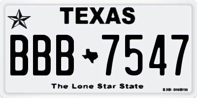 TX license plate BBB7547