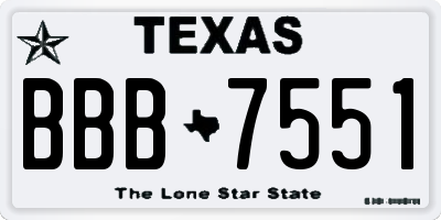 TX license plate BBB7551