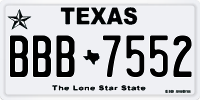 TX license plate BBB7552