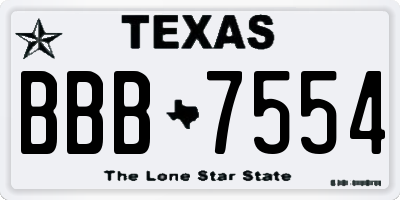 TX license plate BBB7554