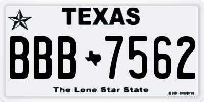 TX license plate BBB7562