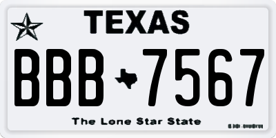 TX license plate BBB7567