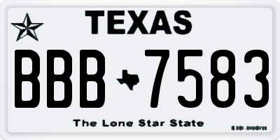 TX license plate BBB7583