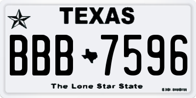 TX license plate BBB7596