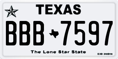 TX license plate BBB7597