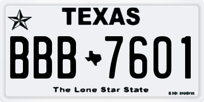 TX license plate BBB7601