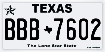 TX license plate BBB7602