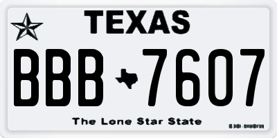 TX license plate BBB7607