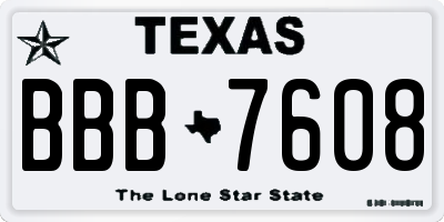 TX license plate BBB7608