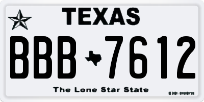 TX license plate BBB7612