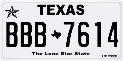 TX license plate BBB7614