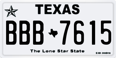 TX license plate BBB7615