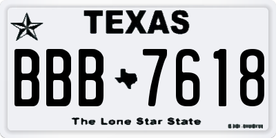 TX license plate BBB7618