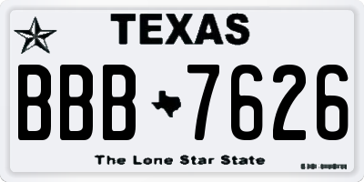 TX license plate BBB7626