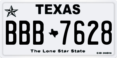 TX license plate BBB7628