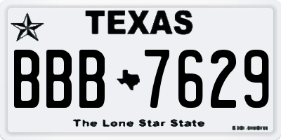 TX license plate BBB7629