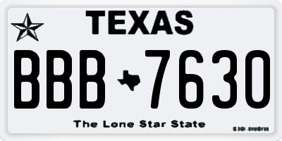 TX license plate BBB7630