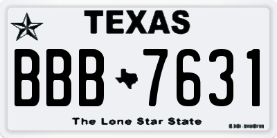 TX license plate BBB7631