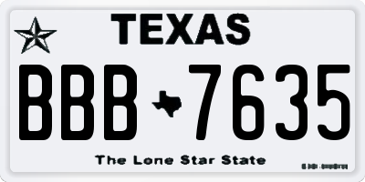 TX license plate BBB7635