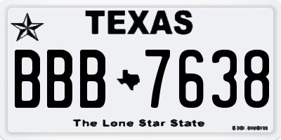 TX license plate BBB7638