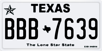 TX license plate BBB7639