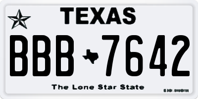 TX license plate BBB7642