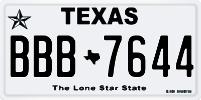 TX license plate BBB7644