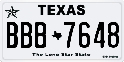 TX license plate BBB7648