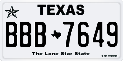 TX license plate BBB7649