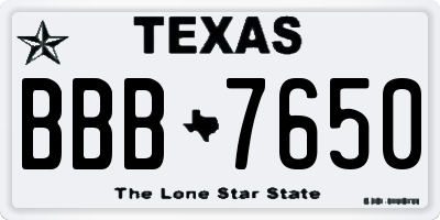 TX license plate BBB7650