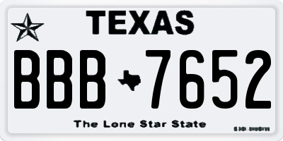 TX license plate BBB7652