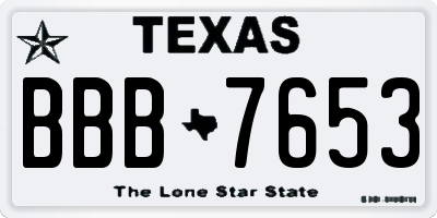 TX license plate BBB7653