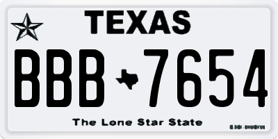 TX license plate BBB7654