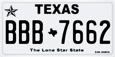 TX license plate BBB7662